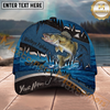 Maxcorners Fishing Heartbeat Boat Scene Multiple Options Personalized Name 3D Cap (12 Fish Species)