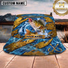 Maxcorners Fishing Blue Water Golden Armor Plate Personalized 3D Bucket Hat (13 Fish Species)