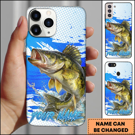 Maxcorners Fishing Walleye Water Splash Blue Pop Art Personalized Name Phone Case