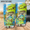 Maxcorners Fishing Tumbler Lime Yellow Abstract Camouflage Design Personalized Name Tumbler (13 Species)