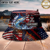 Maxcorners Fishing American Flag Personalized Name 3D Bucket Hat (12 Fish Species)