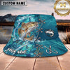 Maxcorners Fishing Aqua Camouflage Lace-Up Water Splash Personalized 3D Bucket Hat (13 Fish Species)