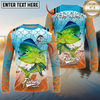 Maxcorners Fishing Retro Scale Pattern Personalized Name, Team Name Long Sleeve Shirt (9 Breeds)