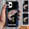 Maxcorners Fishing 3D Realistic Honeycomb Tech Background Personalized Name Phone Case (10 Fish Species)