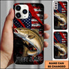 Maxcorners Fishing American Flag Patriotic Grunge Personalized Name Phone Case (10 Fish Species)
