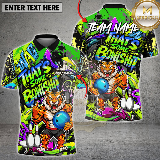 Maxcorners Bowling Graffiti Tiger Power Street Style Neon Art Multioptions Personalized Name, Team Name 3D Shirt