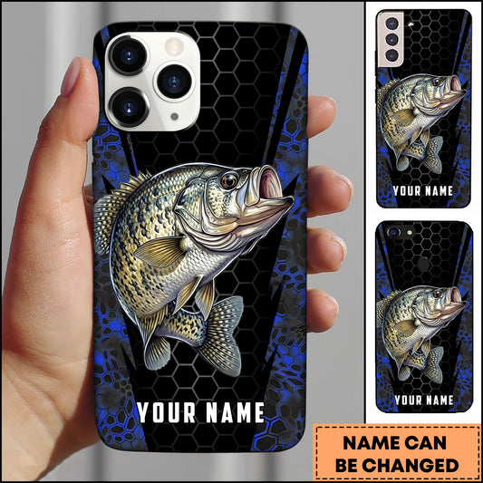 Maxcorners Crappie Fishing 3D Realistic Honeycomb Tech Background Personalized Name Phone Case