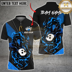 Maxcorners Bowling Jersey Flame Dragon Strike Multioptions Personalized Name, Team Name Unisex 3D Bowling Shirt (4 Colors)