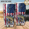 Maxcorners Fishing Tumbler Distressed American Flag Design Personalized Name Tumbler (13 Species)