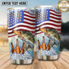 Maxcorners Fishing Tumbler American Flag Beer Bottle Design Personalized Name Tumbler (13 Species)