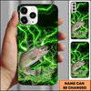 Maxcorners Fishing Electric Green Water Splash Personalized Name Phone Case (12 Fish Species)
