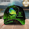 Maxcorners Fishing Angler Green Flame Custom Name Personalized Cap  (12 Fish Species)