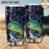 Maxcorners Fishing Tumbler Navy Camouflage Angler Design Personalized Name Tumbler (13 Species)