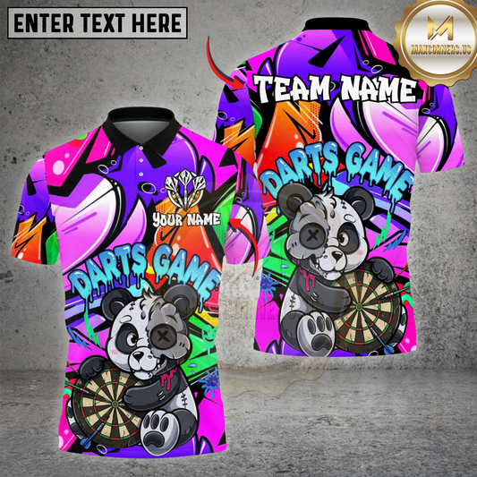Maxcorners Graffiti Darts Panda Cartoon Street Style Multicolor Options Personalized Name, Team Name 3D Shirt (4 Colors)