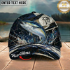 Maxcorners Fishing Black White Crack Texture Splash Personalized 3D Cap (12 Fish Species)