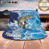 Maxcorners Fishing Bright Ocean Wave Splash Personalized 3D Bucket Hat (13 Fish Species)