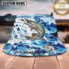 Maxcorners Fishing Epic Skull Fisherman Sunset Fishing Scene Personalized Name 3D Bucket Hat (13 Fish Species)
