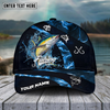 Maxcorners Fishing Blue Smoke Sport Pattern Personalized Name 3D Cap (11 Breeds)