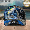 Maxcorners Fishing Water Splash Camo Multi Options Personalized Name 3D Cap (12 Fish Species)