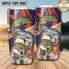 Maxcorners Fishing Tumbler Retro Orange Navy Stripe Design Personalized Name Tumbler (13 Species)