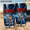 Maxcorners Fishing Tumbler Freedom Flag Blue Lightning Design Personalized Name Tumbler (13 Species)