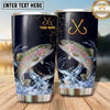 Maxcorners Fishing Tumbler Navy Gold Crossed Hook Splash Design Personalized Name Tumbler (13 Species)