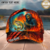 Maxcorners Fishing Fire Reaper Skull Personalized Name 3D Cap (12 Fish Species)