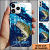 Maxcorners Fishing Blue Ocean Compass Star Pop Art Personalized Name Phone Case (10 Fish Species)