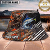 Maxcorners Fishing Red Camo Fishing Scene with Dynamic Splash Personalized Name 3D Bucket Hat (13 Fish Species)