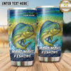 Maxcorners Fishing Tumbler Olive Stone Watercolor Design Personalized Name Tumbler (13 Species)