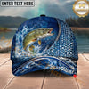 Maxcorners Fishing Ocean Scale Dynamic Splash Personalized Name 3D Cap (12 Fish Species)