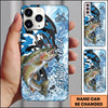 Maxcorners Blue White Camo Graphic Personalized Name Phone Case (13 Fish Species)