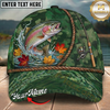 Maxcorners Fishing Green Camo Autumn Leaves Rope Personalized 3D Cap (12 Fish Species)