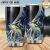 Maxcorners Fishing Tumbler Black Silver Lightning Bolt Design Personalized Name Tumbler (13 Species)