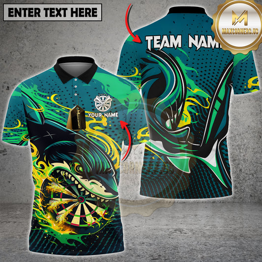 Maxcorners Darts Shirts Shark Power Strike Multicolor Options Personalized Name, Team Name 3D Shirt (4 Colors)