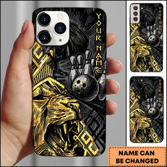 Maxcorners Dark Gold Bowling Power Personalized 3D Phone Case
