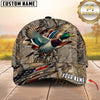 Maxcorners Duck Hunting Mallard Flying American Flag Camo Background Personalized Name 3D Cap