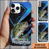 Maxcorners Fishing Electric Blue Arrow Pattern Splash Personalized Name Phone Case (10 Fish Species)