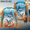 Maxcorners Fishing Retro Scale Pattern Personalized Name, Team Name Long Sleeve Shirt (9 Breeds)