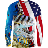 Maxcorners Customize Name Fishing  Flag Us 3D Shirts