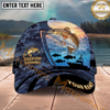 Maxcorners Fishing  Sunset Ocean Camouflage Multi Options Personalized Name 3D Classic Cap (11 Fish Species)