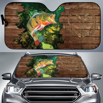 Maxcorners Largemouth Bass Fishing Wood Style Auto Sun Shade