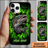 Maxcorners Bass Fishing Phone Case Green Flame Dark Brick Wall Fish Art Design Custom Name Phone Case (12 Fish Species)