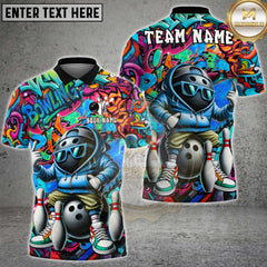 Maxcorners Bowling Shirt Cool Graffiti Ball Character Multioptions Personalized Name, Team Name Unisex 3D Shirt (4 Colors)