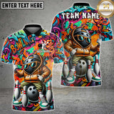 Maxcorners Bowling Shirt Cool Graffiti Ball Character Multioptions Personalized Name, Team Name Unisex 3D Shirt (4 Colors)