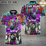Maxcorners Bowling Shirt Cool Graffiti Ball Character Multioptions Personalized Name, Team Name Unisex 3D Shirt (4 Colors)