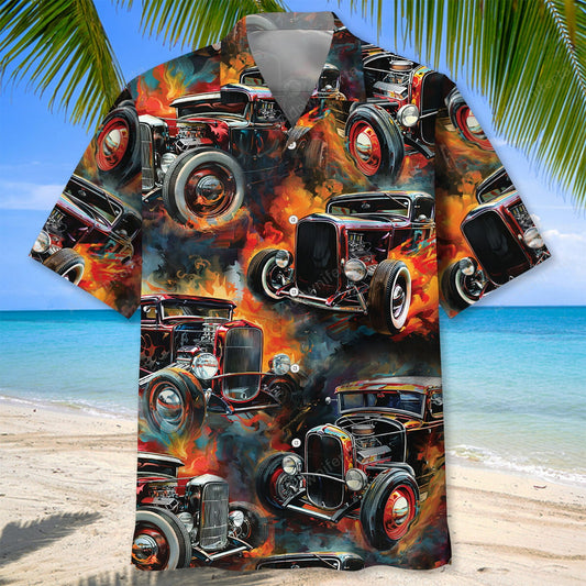 Maxcorners Vintage Hot Rod Art Hawaiian Shirt