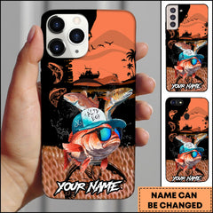 Maxcorners Redfish Fishing Black Silhouette Personalized Name 3D Phone Case