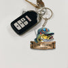 Maxcorners Fishing Keychain Cartoon Bass Fish Green Hat Sunglasses Gone Fishing Design Personalized Name 2D Keychain