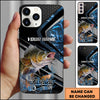 Maxcorners Fishing Blue Smoke Splash Tech Style Personalized Name Phone Case (10 Fish Species)